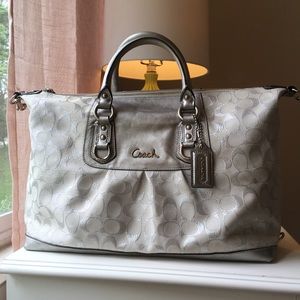 Coach Ashley Silver and White Convertible Bag
